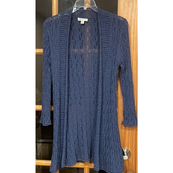 Coldwater Creek Crochet DusterOpen Front Cardigan Womens  M - Picture 6 of 8